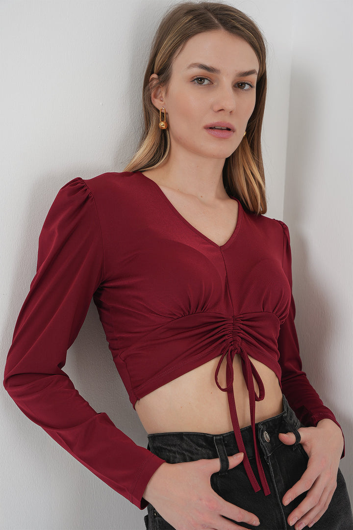 Bigdart 936 Blouse Crop Sandy - Bordeaux