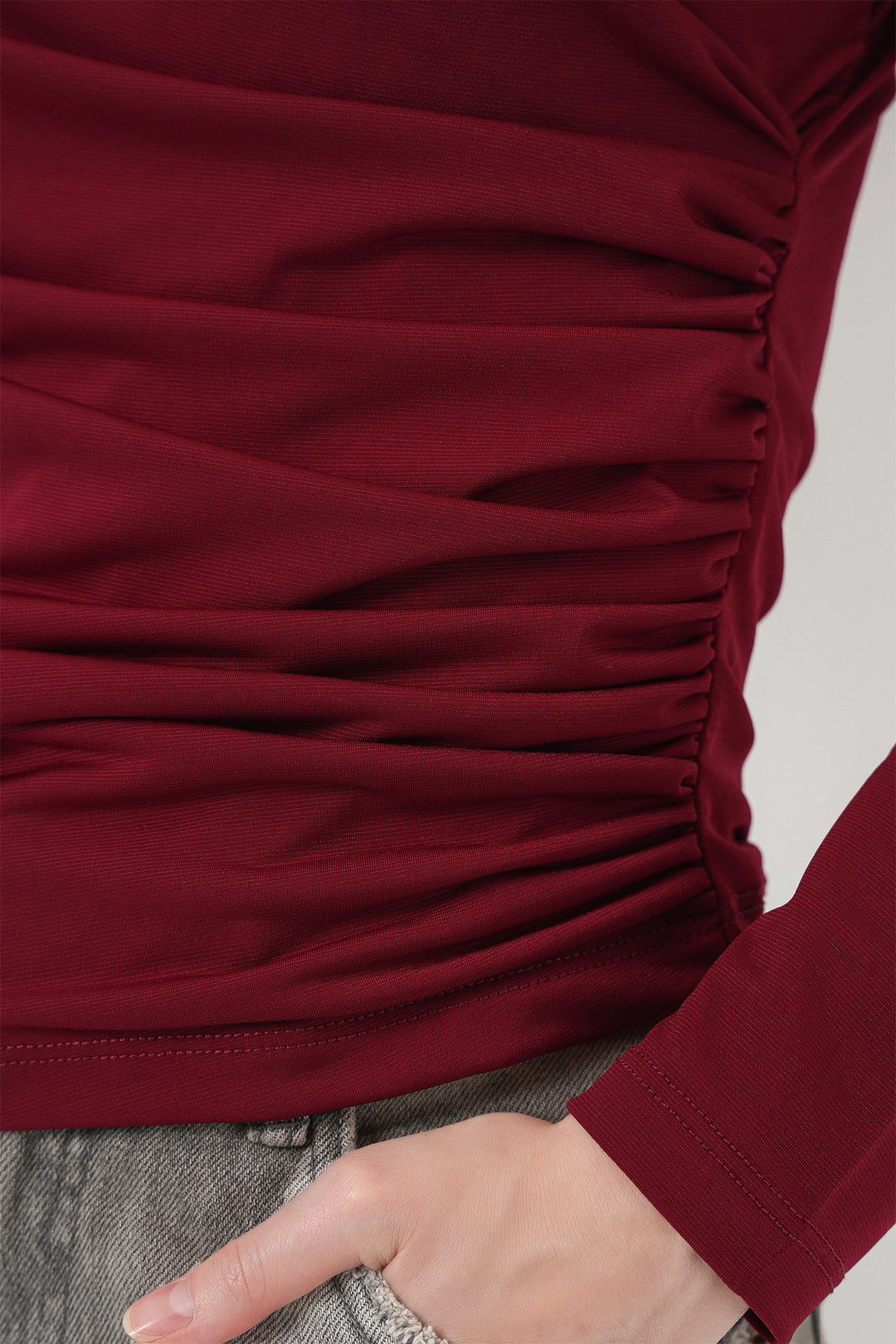 Bigdart 939 Blouse Sandy à Col Enveloppant - Bordeaux