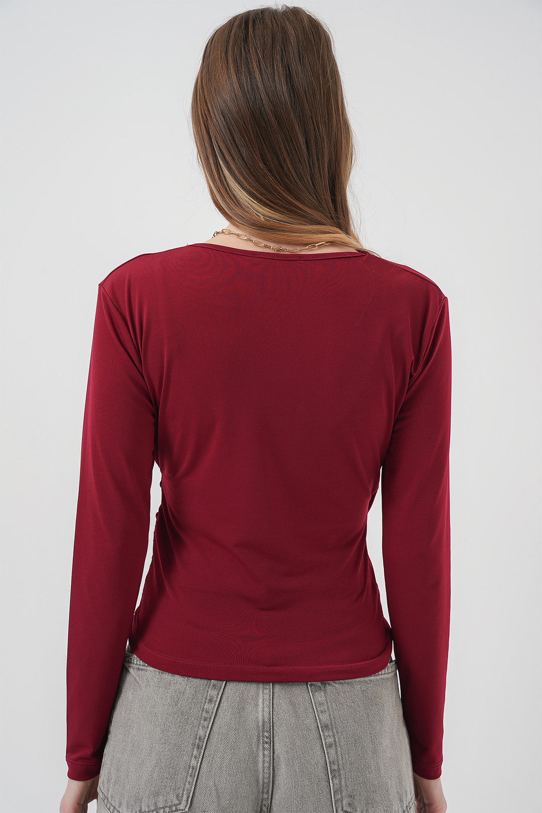 Bigdart 939 Blouse Sandy à Col Enveloppant - Bordeaux