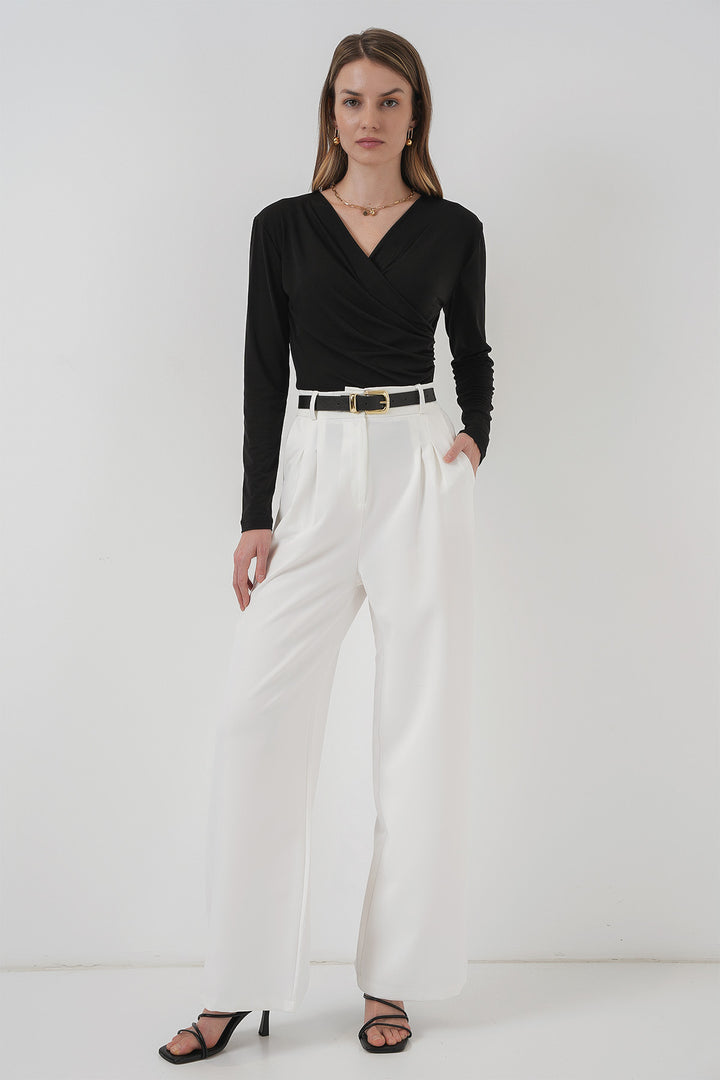 Bigdart Blouse Sandy à col en enveloppe 939 - Noir