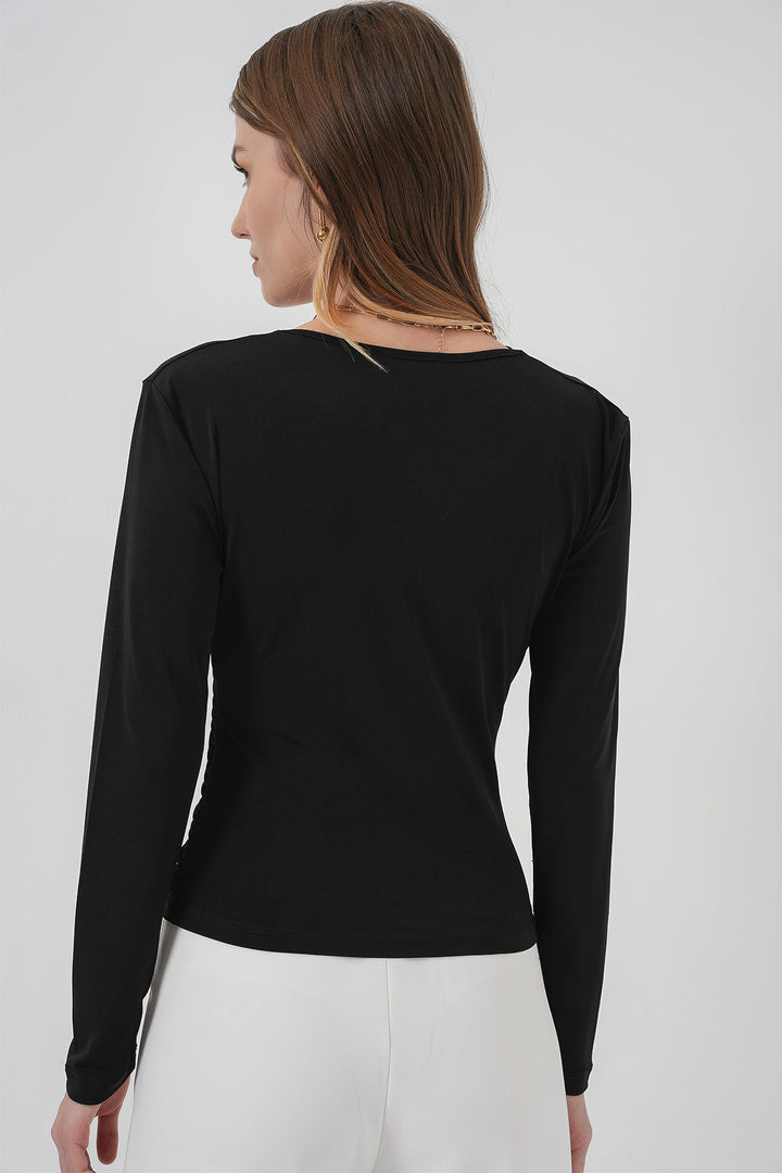 Bigdart Blouse Sandy à col en enveloppe 939 - Noir