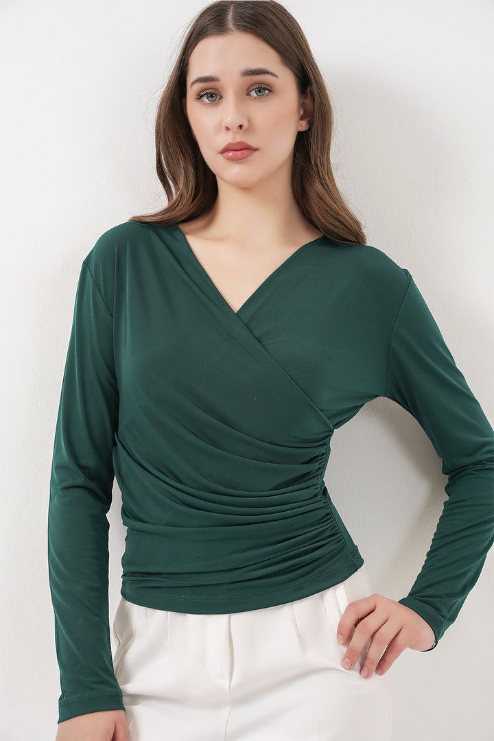 Bigdart 939 Blouse Sandy Col Enveloppe - Émeraude Vert