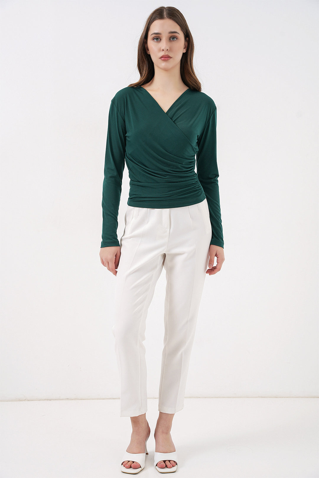 Bigdart 939 Blouse Sandy Col Enveloppe - Émeraude Vert