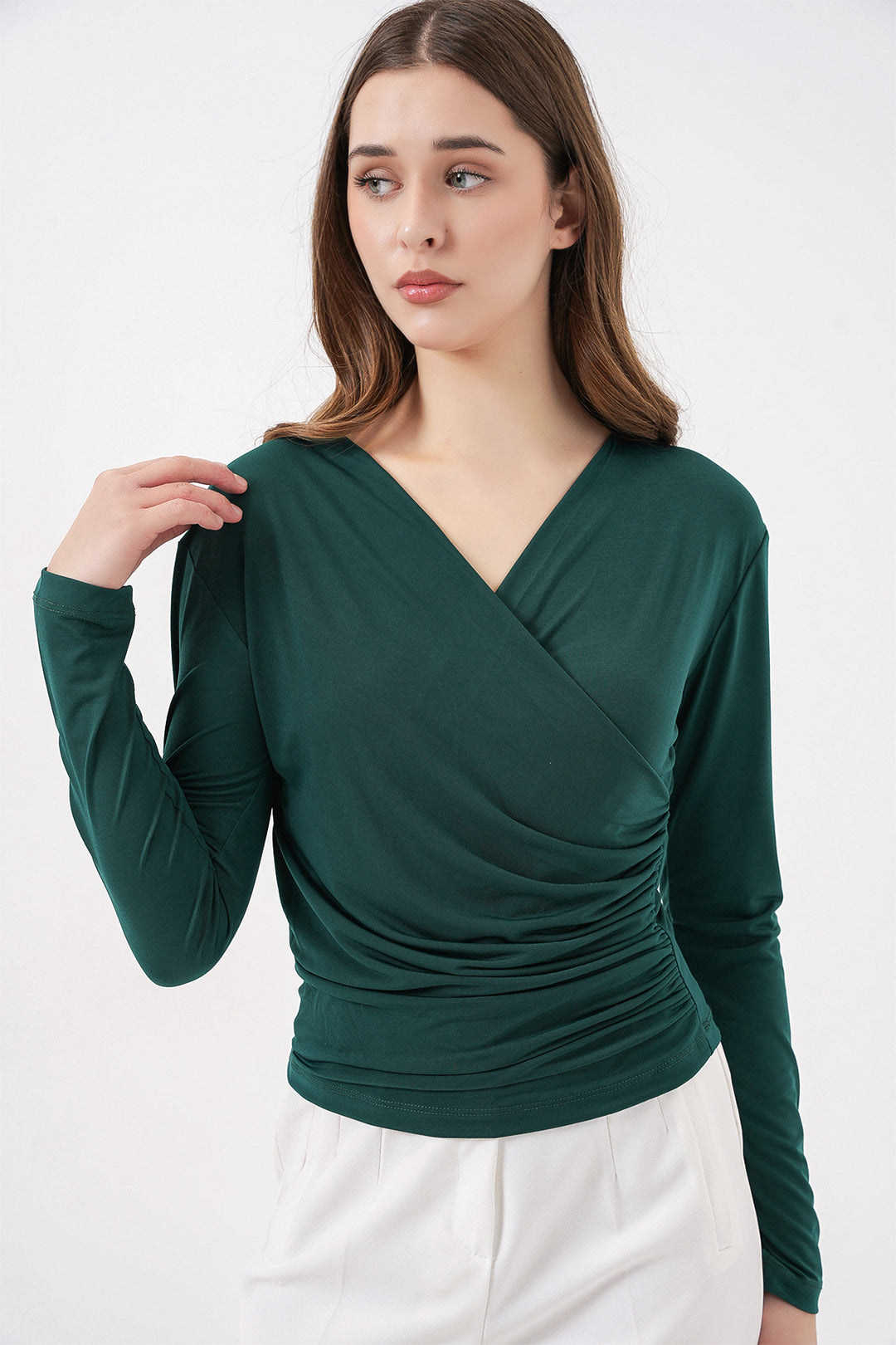 Bigdart 939 Blouse Sandy Col Enveloppe - Émeraude Vert