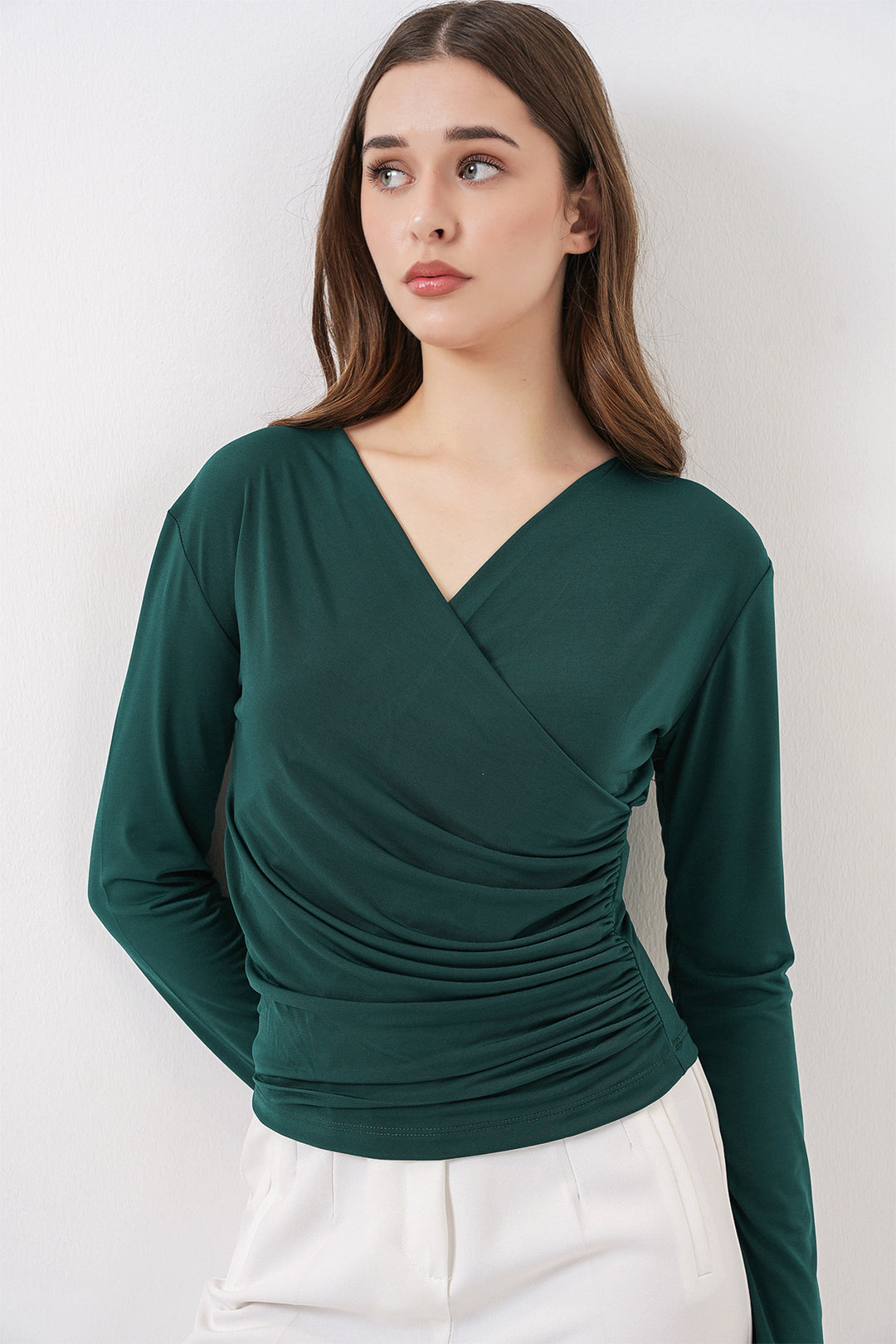 Bigdart 939 Blouse Sandy Col Enveloppe - Émeraude Vert