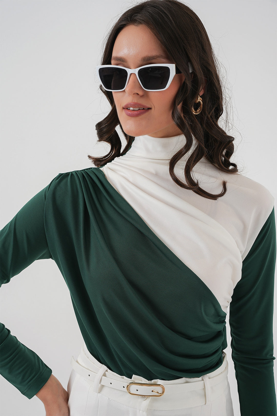 Bigdart Blouse Sandy à Détails Froncés 940 - Vert Émeraude