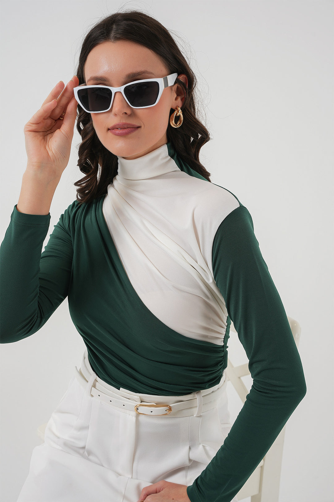 Bigdart Blouse Sandy à Détails Froncés 940 - Vert Émeraude