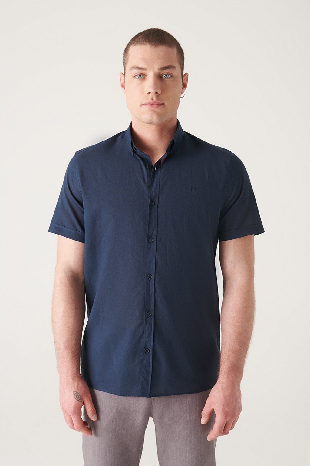avva chemise bleu marine homme