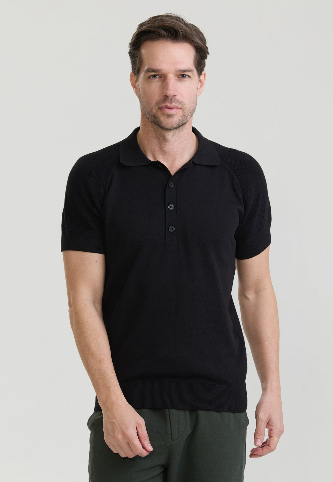 Felix Hardy T-shirt polo à boutons pour homme - Noir