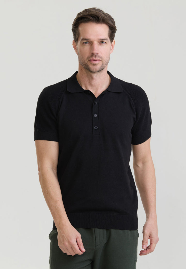 Felix Hardy T-shirt polo à boutons pour homme - Noir