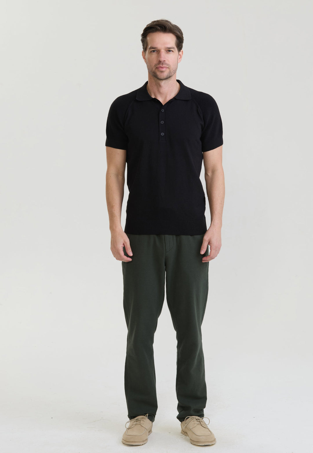 Felix Hardy T-shirt polo à boutons pour homme - Noir