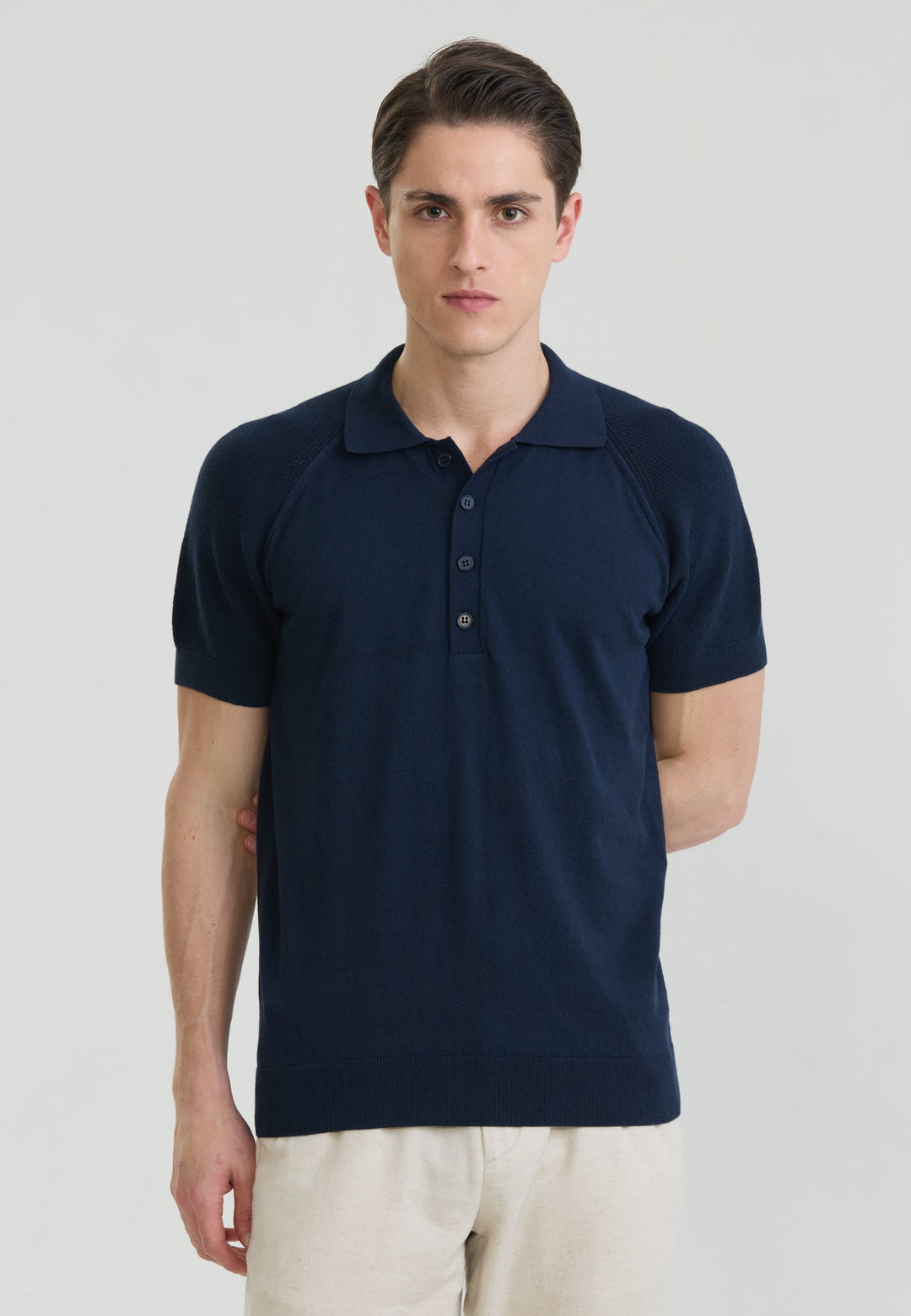 Felix Hardy T-shirt polo à boutons pour homme - Bleu marine