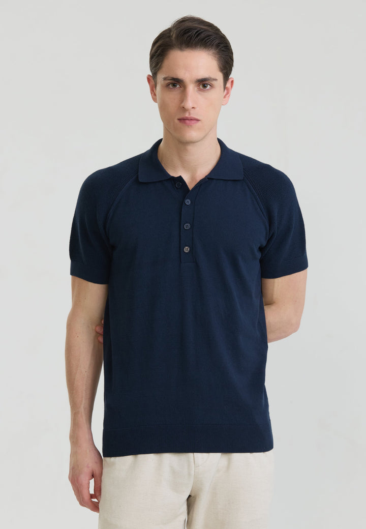 Felix Hardy T-shirt polo à boutons pour homme - Bleu marine