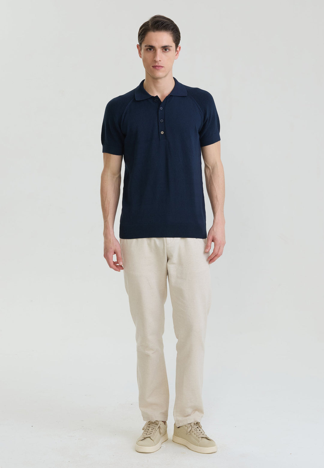 Felix Hardy T-shirt polo à boutons pour homme - Bleu marine