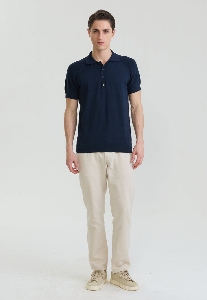 Felix Hardy T-shirt polo à boutons pour homme - Bleu marine