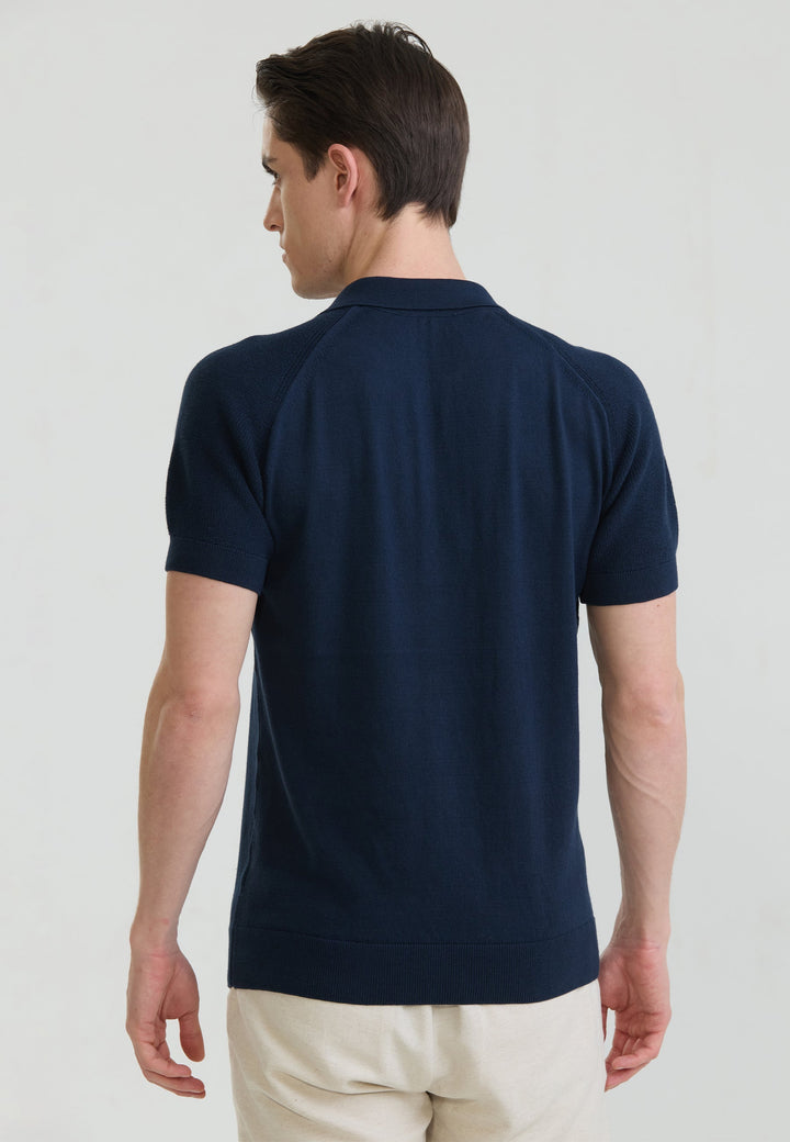 Felix Hardy T-shirt polo à boutons pour homme - Bleu marine