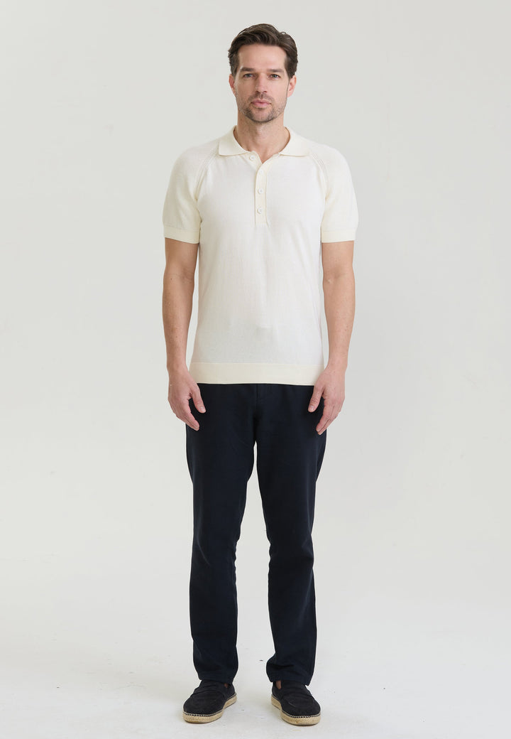Felix Hardy T-shirt polo à boutons pour homme - Écru