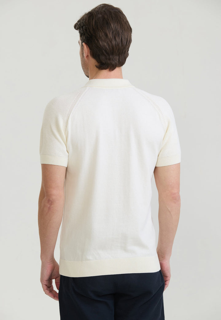Felix Hardy T-shirt polo à boutons pour homme - Écru