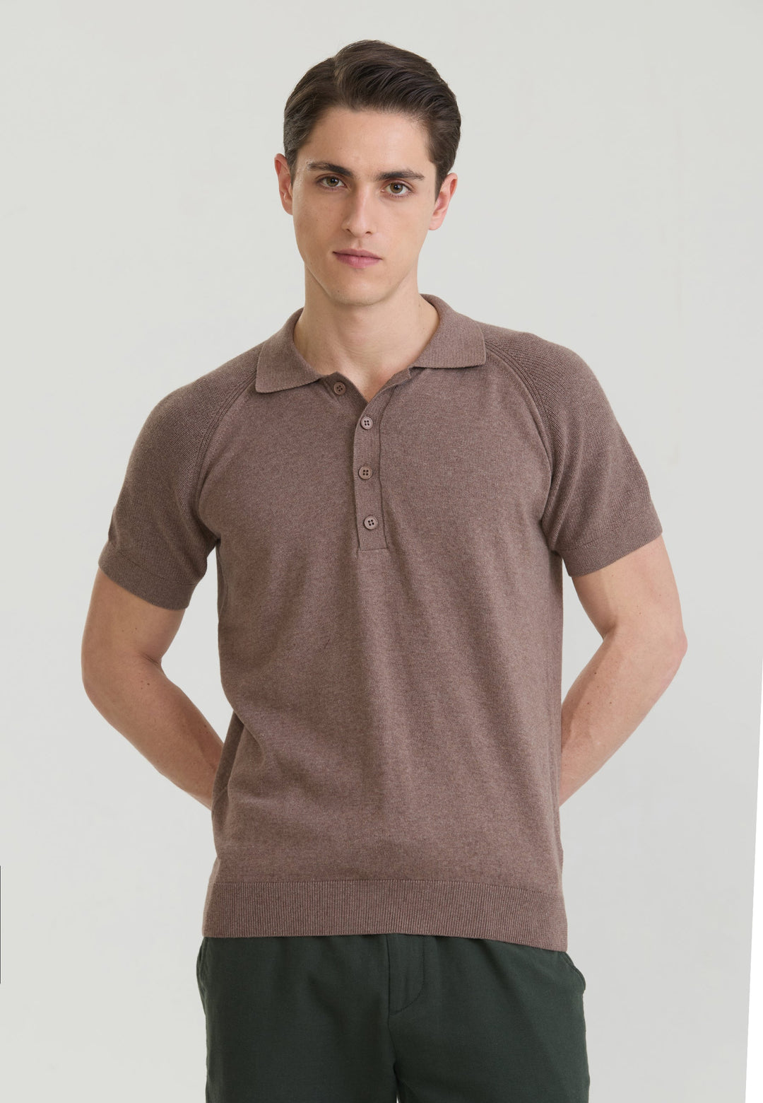 Felix Hardy T-shirt polo à boutons pour homme - Marron