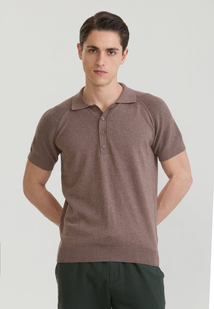 Felix Hardy T-shirt polo à boutons pour homme - Marron