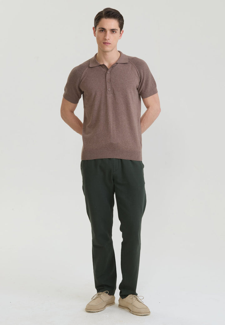 Felix Hardy T-shirt polo à boutons pour homme - Marron