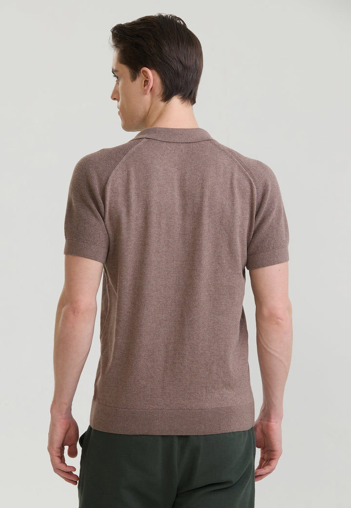 Felix Hardy T-shirt polo à boutons pour homme - Marron