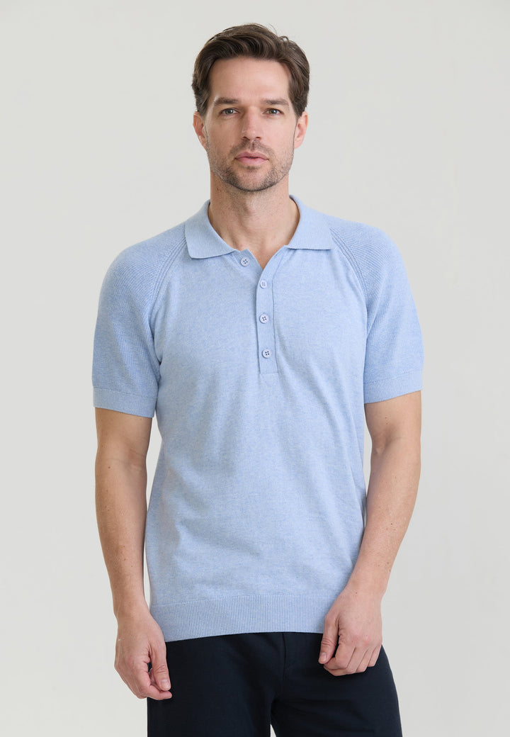 Felix Hardy T-shirt polo à boutons pour homme - Bleu