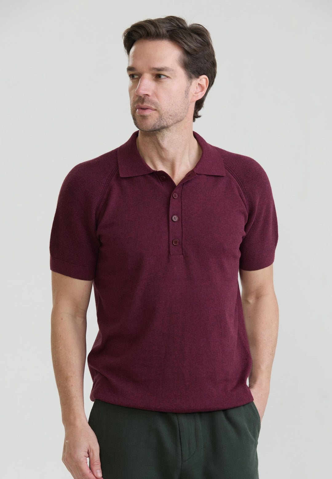 Felix Hardy T-shirt polo à boutons pour homme - Bordeaux
