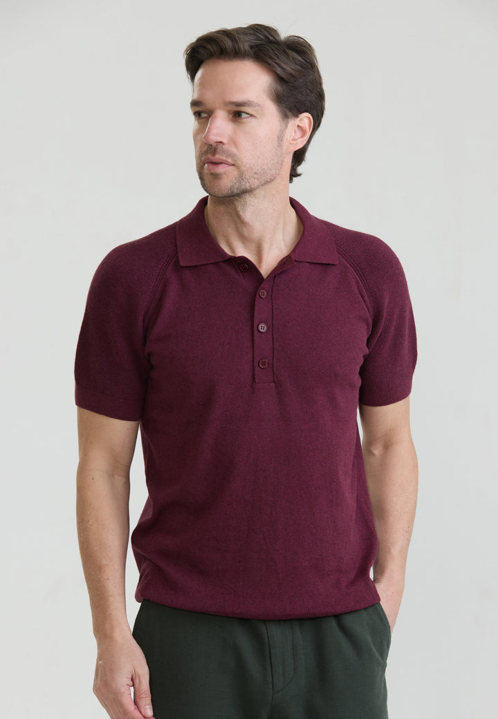 Felix Hardy T-shirt polo à boutons pour homme - Bordeaux