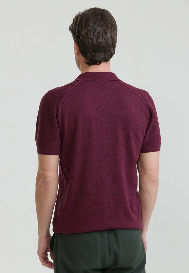 Felix Hardy T-shirt polo à boutons pour homme - Bordeaux