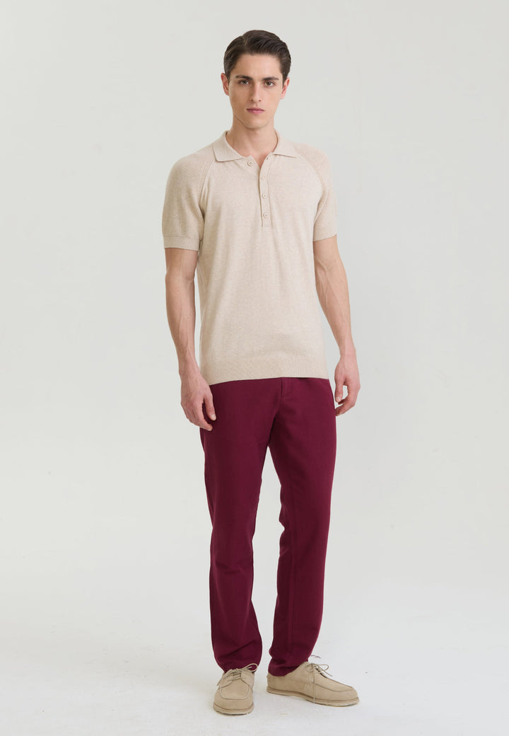 Felix Hardy T-shirt polo à boutons pour homme - Beige