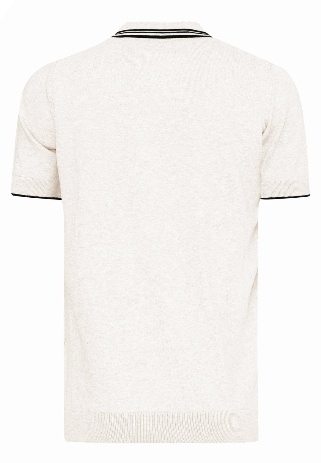 Felix Hardy T-shirt polo à boutons avec détails rayés pour homme - Écru