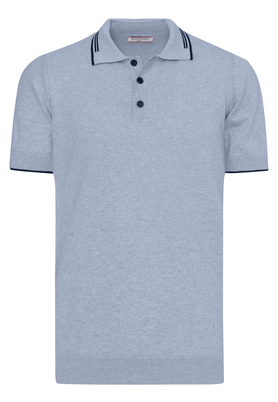 Felix Hardy T-shirt polo à boutons avec détails rayés pour homme - Bleu