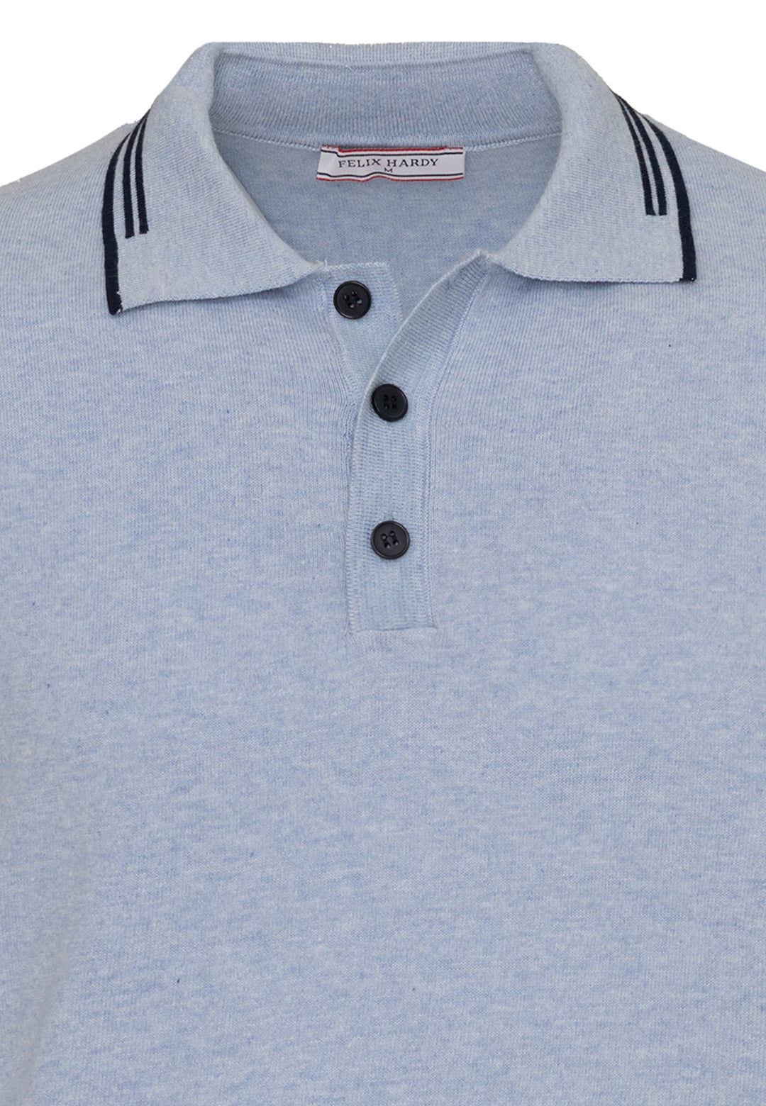 Felix Hardy T-shirt polo à boutons avec détails rayés pour homme - Bleu