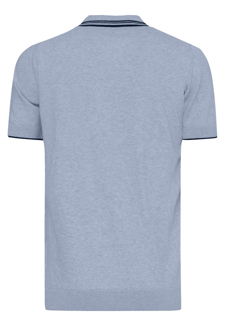 Felix Hardy T-shirt polo à boutons avec détails rayés pour homme - Bleu