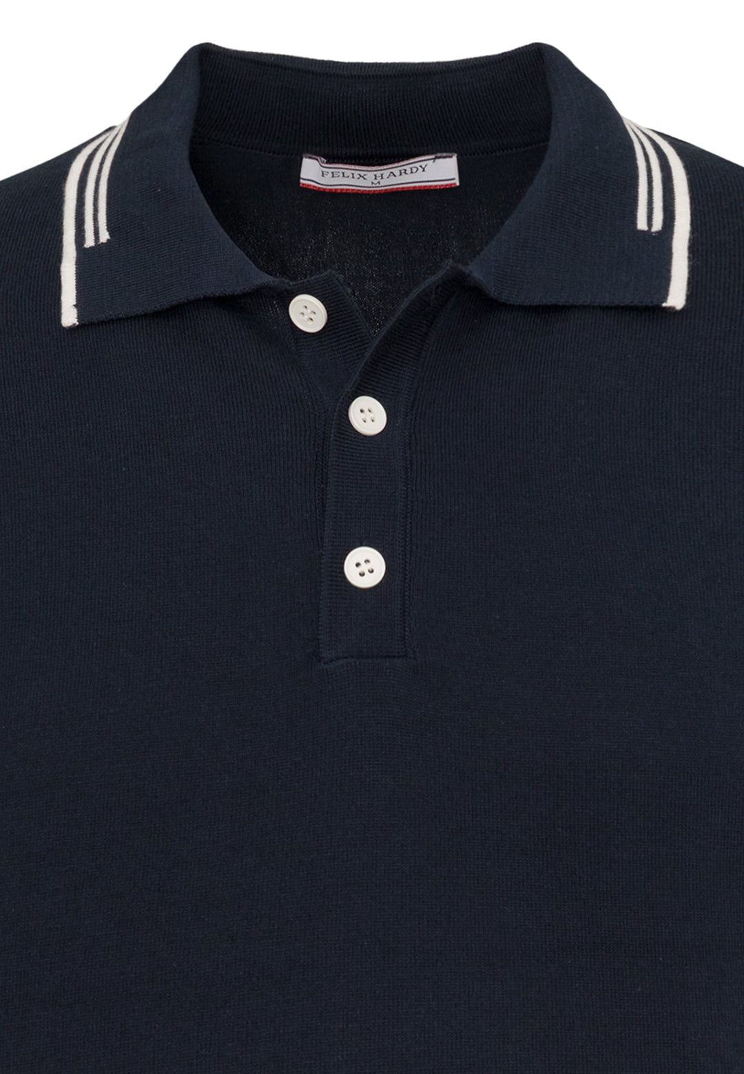 Felix Hardy T-shirt polo à boutons avec détails rayés pour homme - Bleu marine