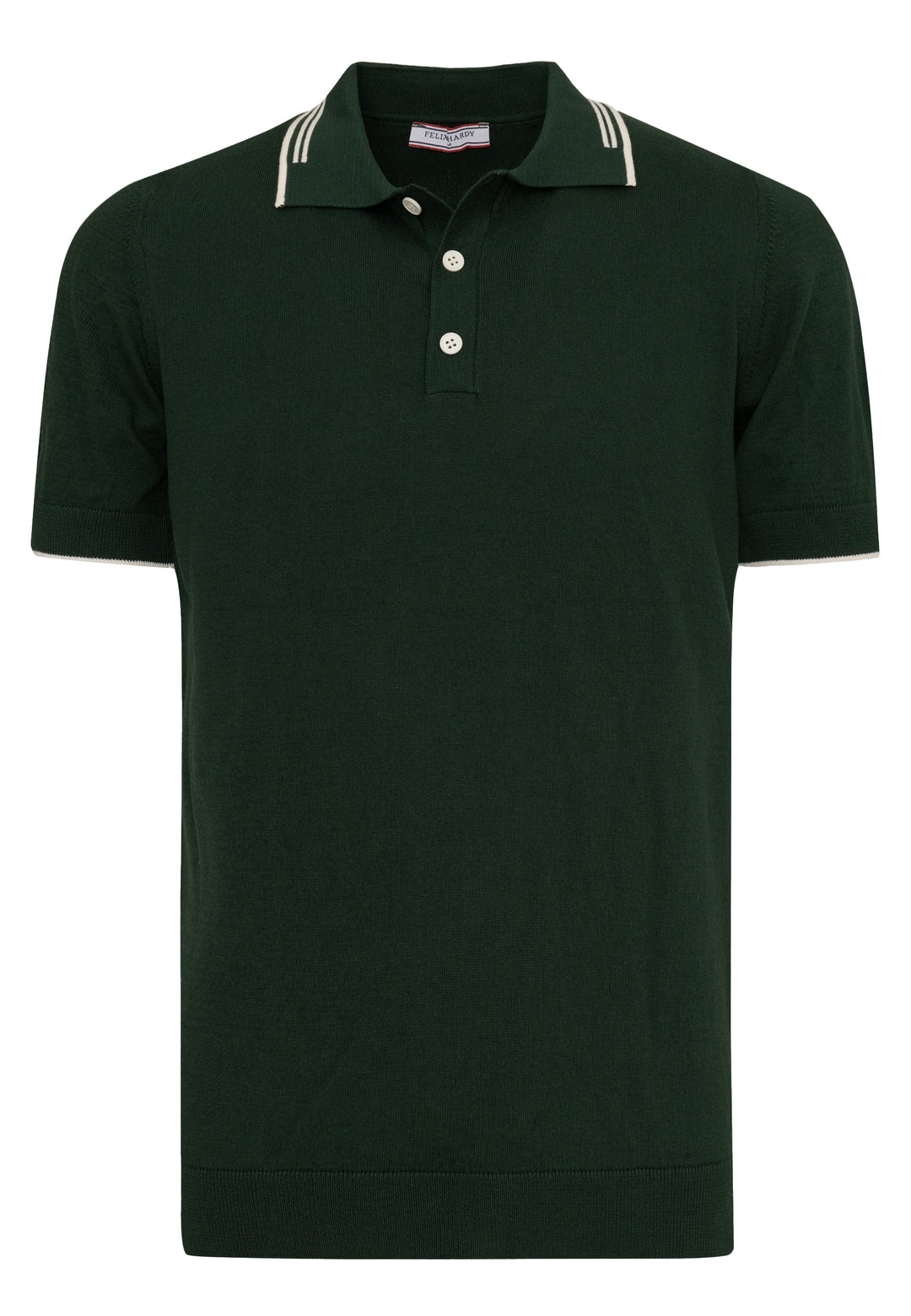 Felix Hardy T-shirt polo à boutons avec détails rayés pour homme - Vert foncé