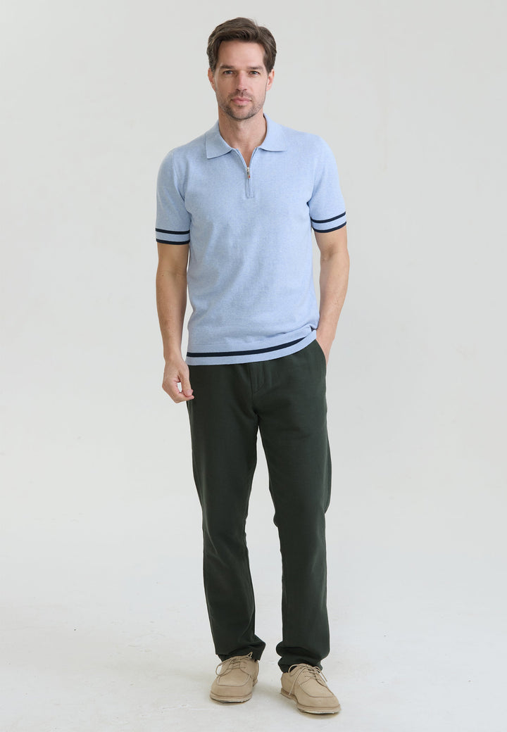 Felix Hardy T-shirt polo tricot à fermeture éclair pour homme - Bleu