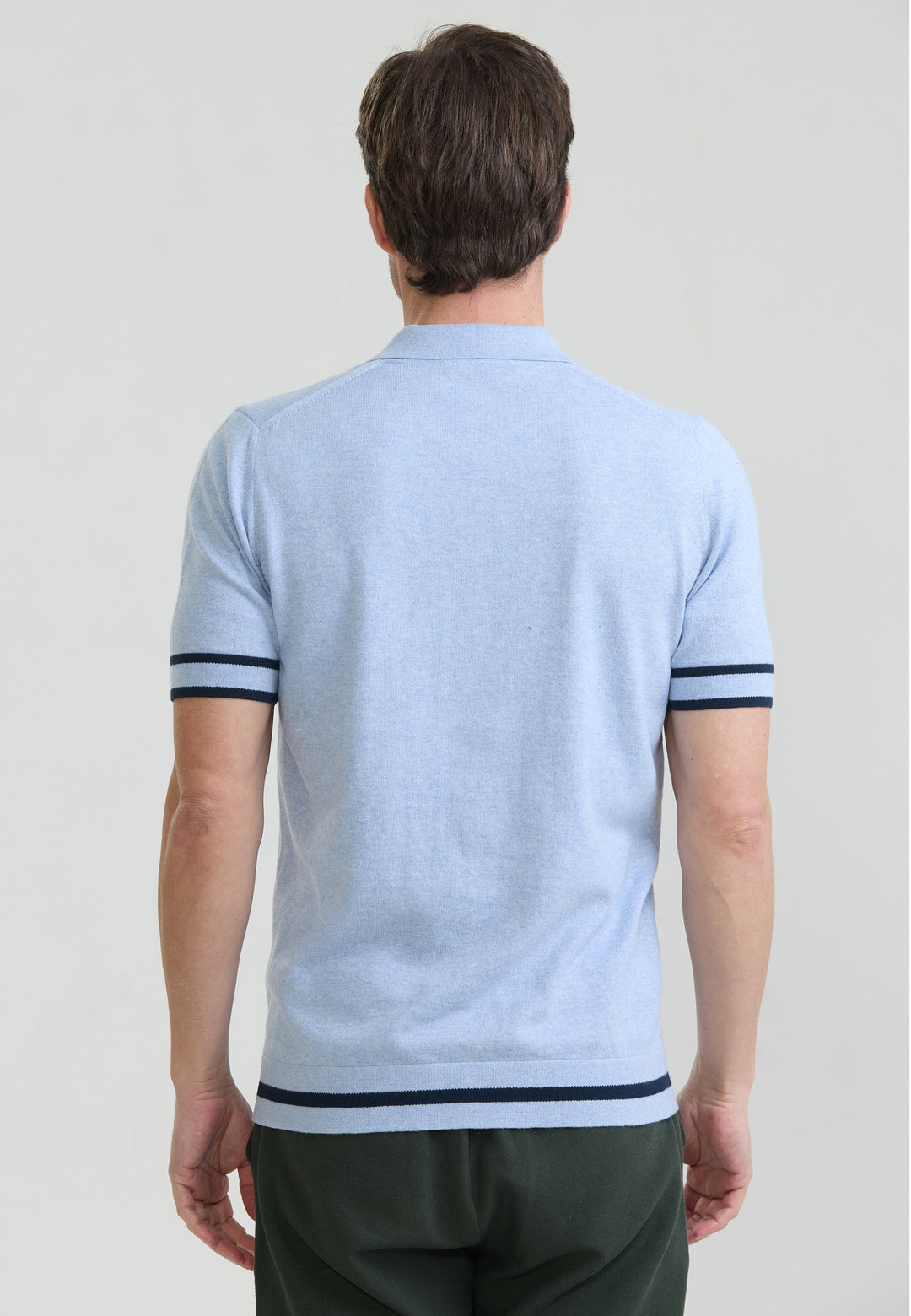 Felix Hardy T-shirt polo tricot à fermeture éclair pour homme - Bleu