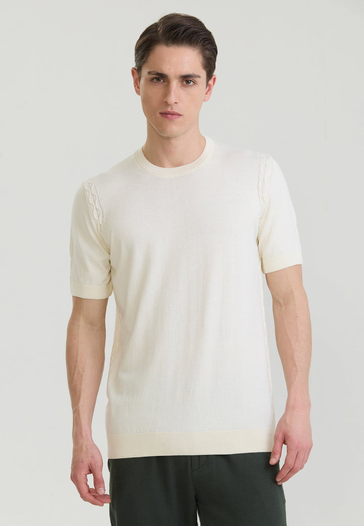 Felix Hardy T-shirt en tricot basique pour homme - Écru