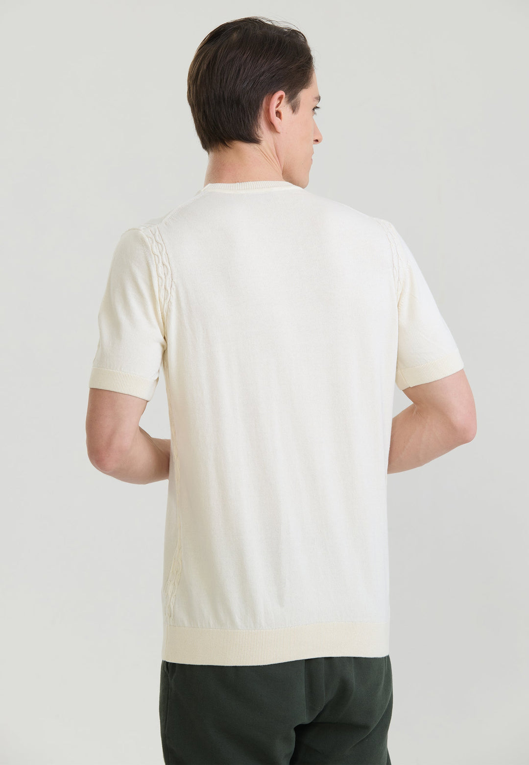 Felix Hardy T-shirt en tricot basique pour homme - Écru