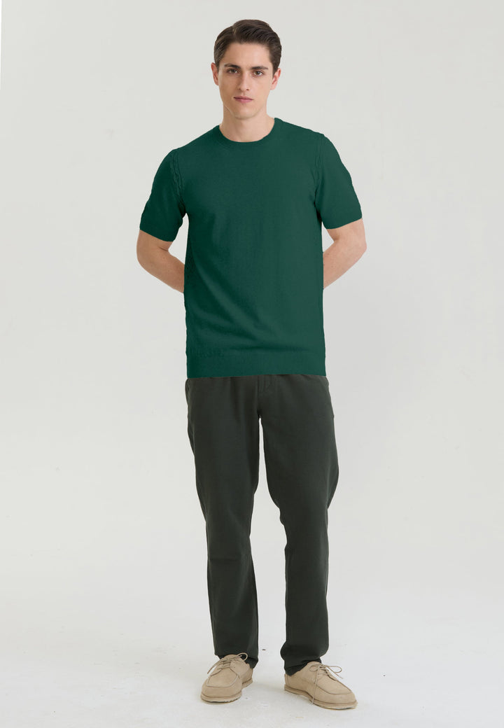 Felix Hardy T-shirt en tricot basique pour homme - Vert foncé