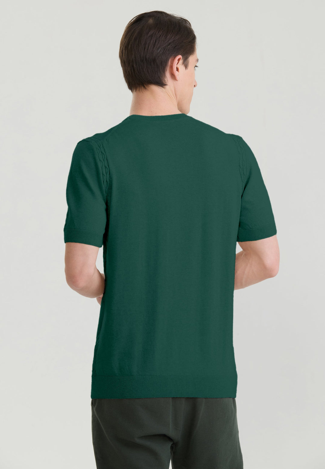 Felix Hardy T-shirt en tricot basique pour homme - Vert foncé