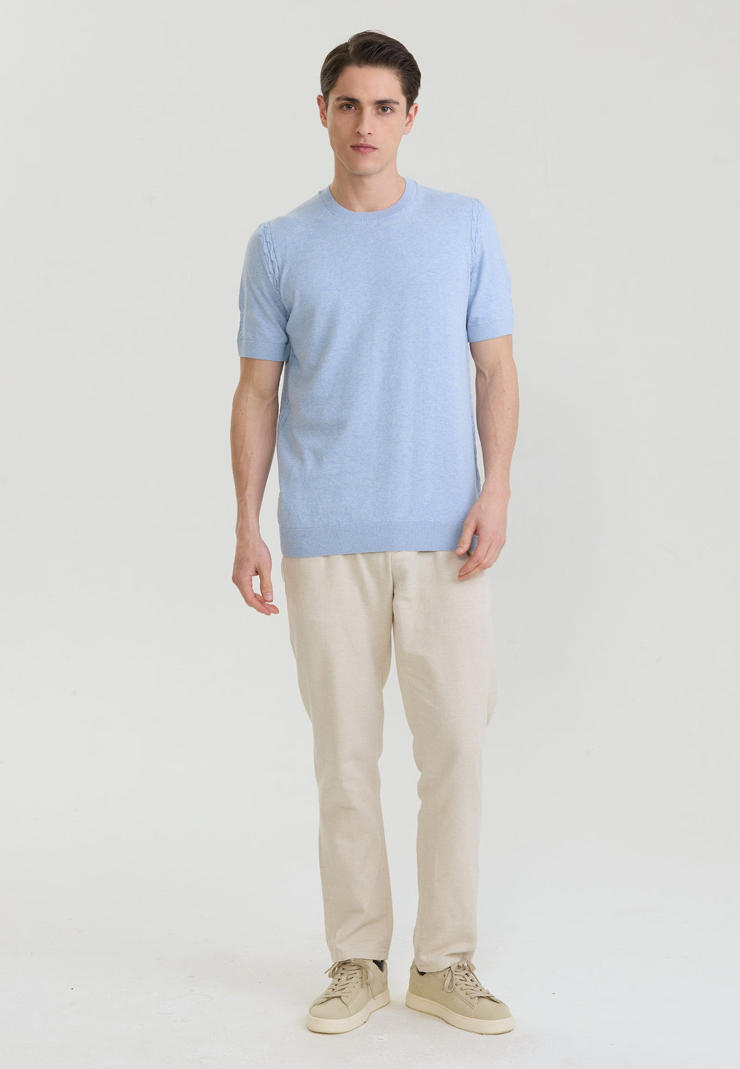 Felix Hardy T-shirt en tricot basique pour homme - Bleu
