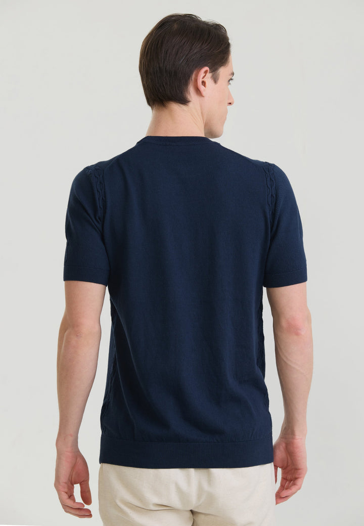 Felix Hardy T-shirt en tricot basique pour homme - Bleu marine