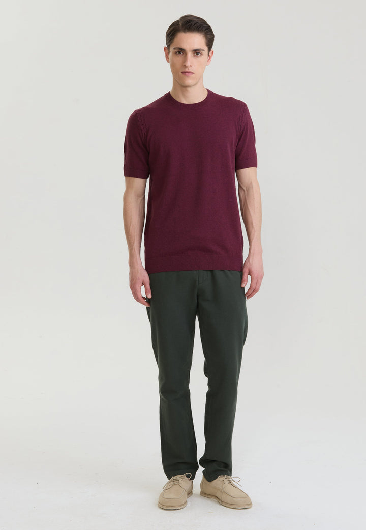 Felix Hardy T-shirt en tricot basique pour homme - Bordeaux