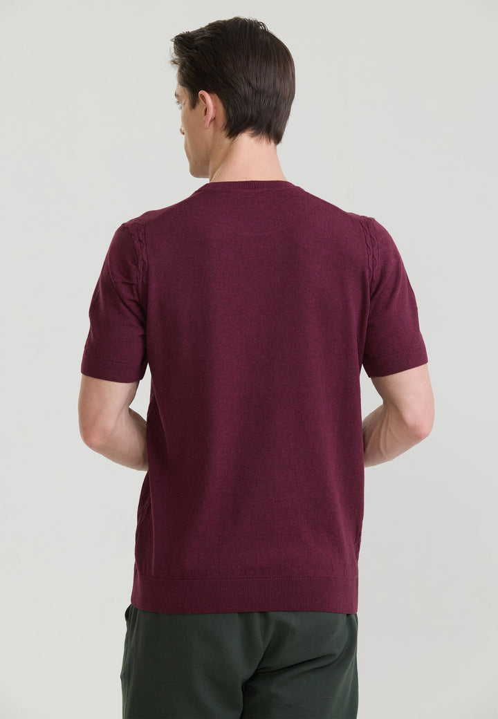 Felix Hardy T-shirt en tricot basique pour homme - Bordeaux