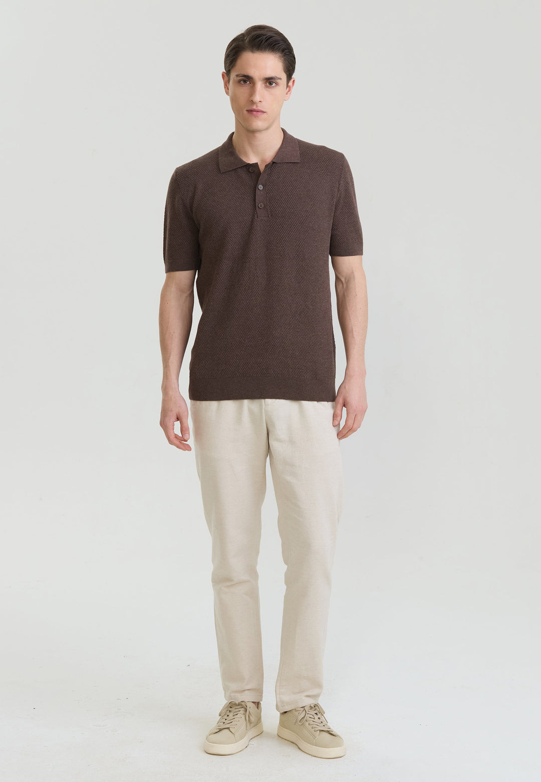 Felix Hardy Homme Basique Polo en Tricot - Marron