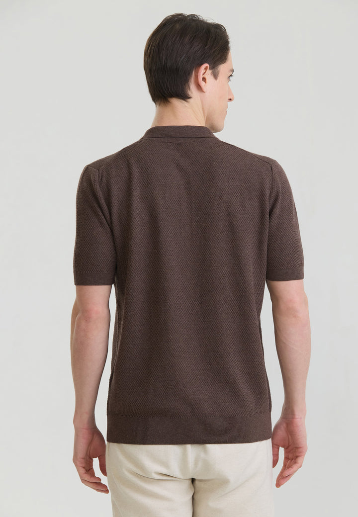 Felix Hardy Homme Basique Polo en Tricot - Marron