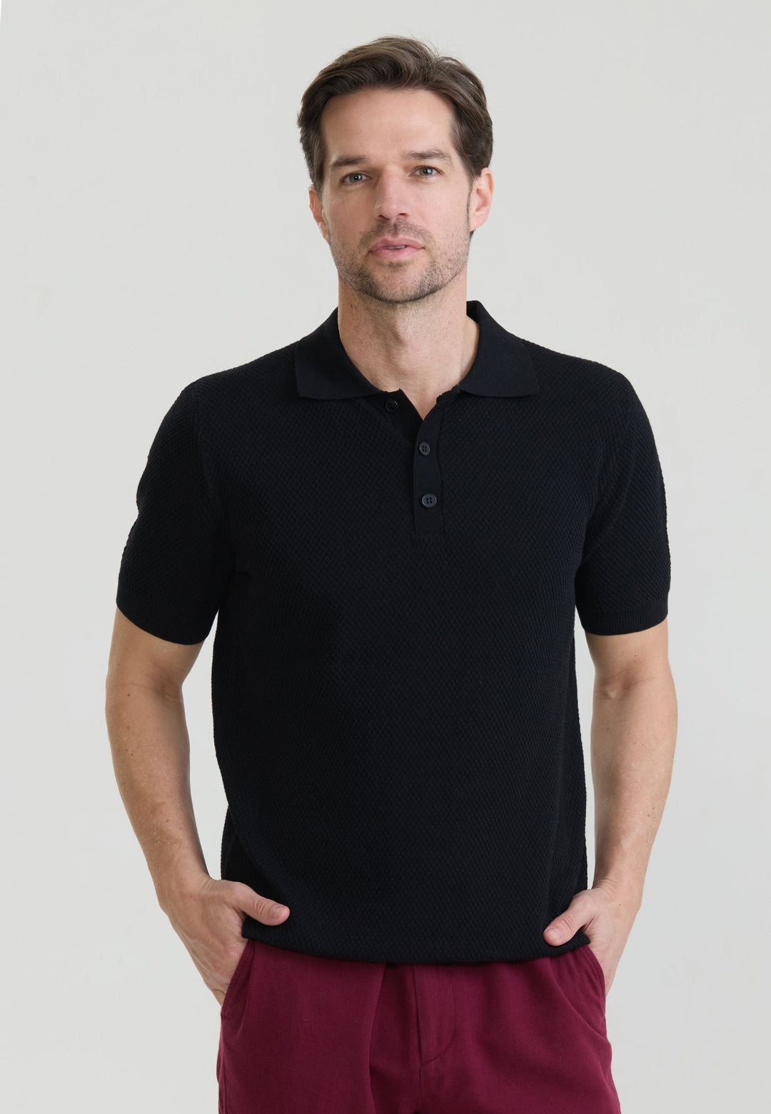 Felix Hardy Homme Basique Polo en Tricot - Noir